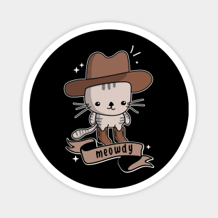 Meowdy Kawaii Cat with Southern Cowboy Hat and Cowboy Boots Magnet